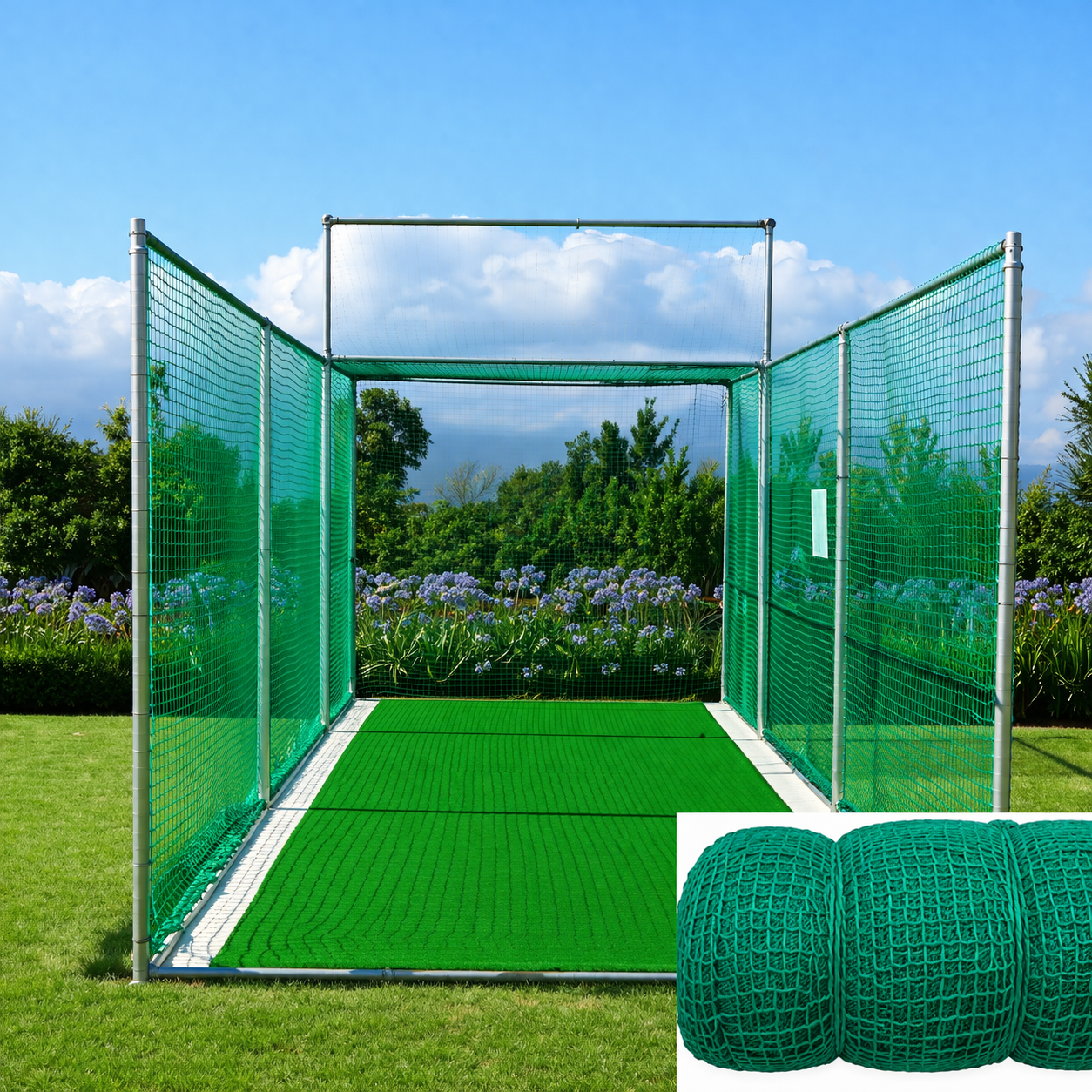 Sports cricket safety net installation